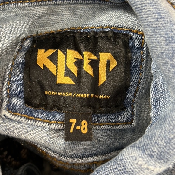 Kleep Blue Brown Brick Layer Jean Jacket‎ Boys 7/8  Premium Washed Cotton Denim - Picture 8 of 10